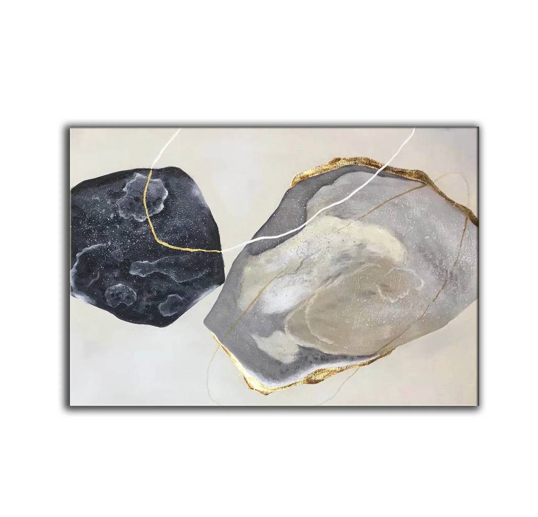 Black Giant White Abstract Canvas Artwork P4CJV wall art